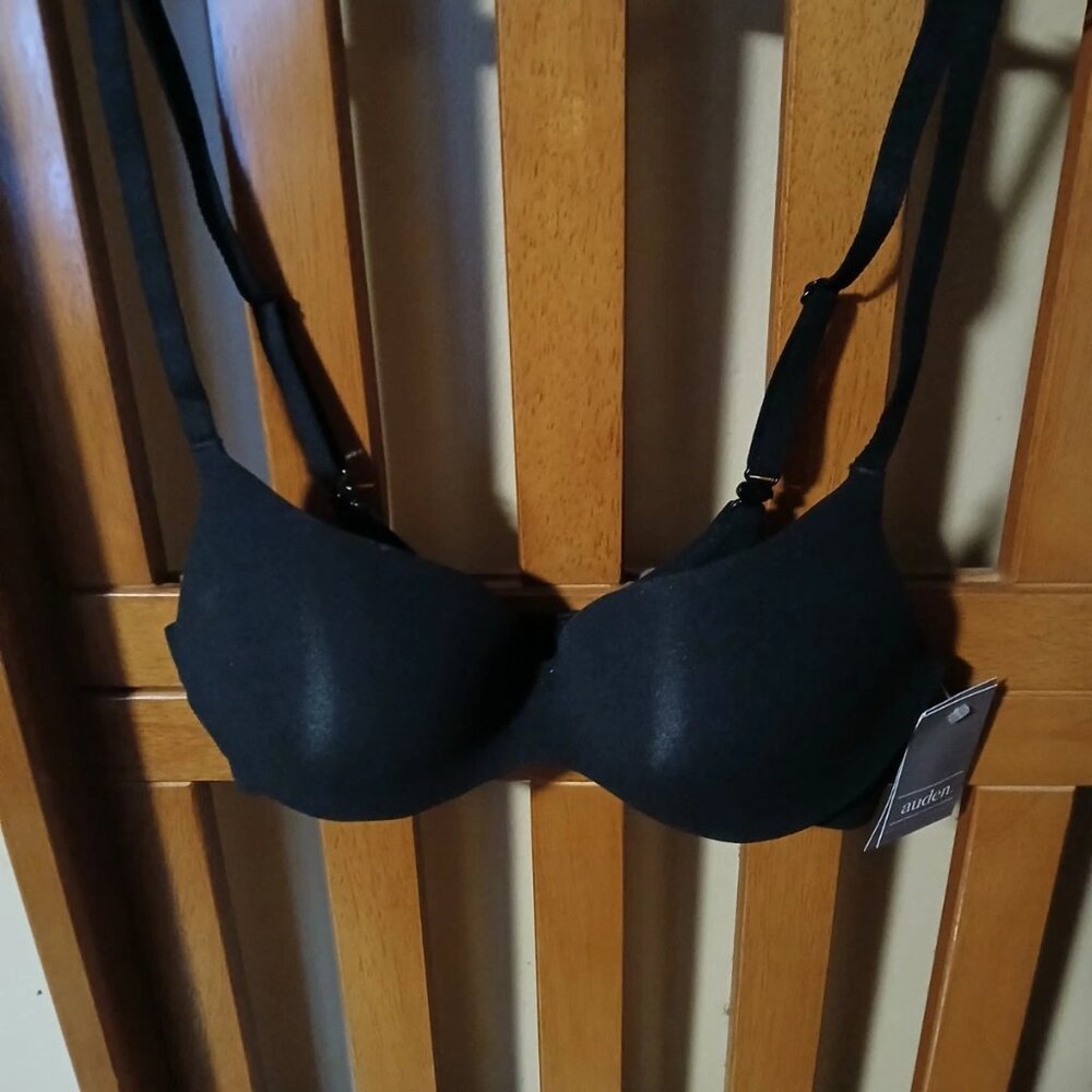 Auden Luxe Stretch Lightly Lined Black Demi Coverage Bra - Size 36B